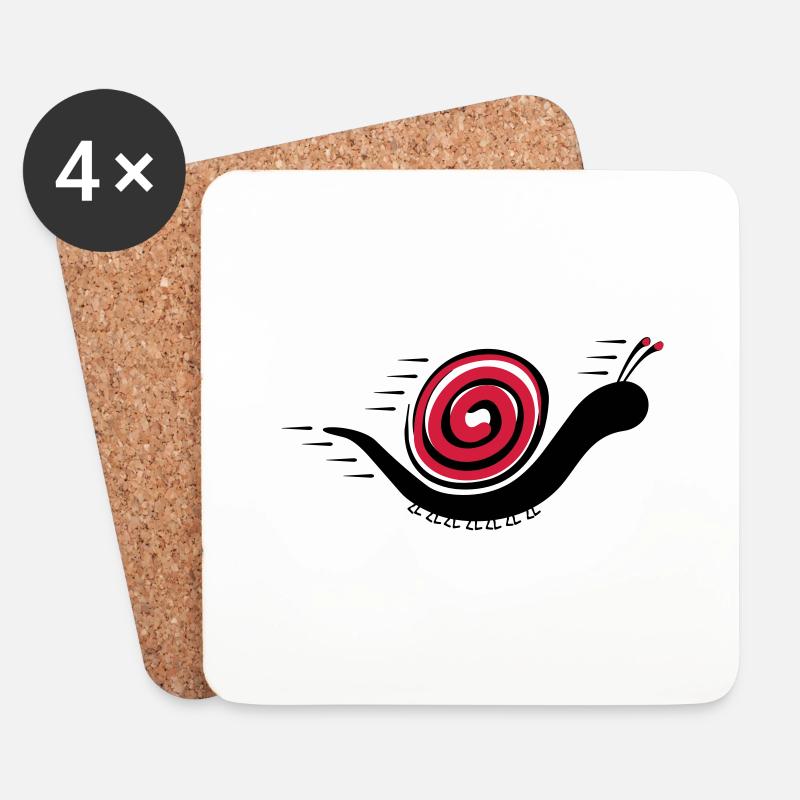 Rennende Schnecke - Untersetzer (4er-Set) - Weiß