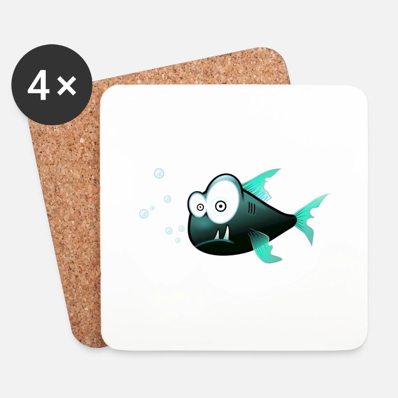 Fisch mit Zähnen Comic Hai - Untersetzer (4er-Set) - Weiß