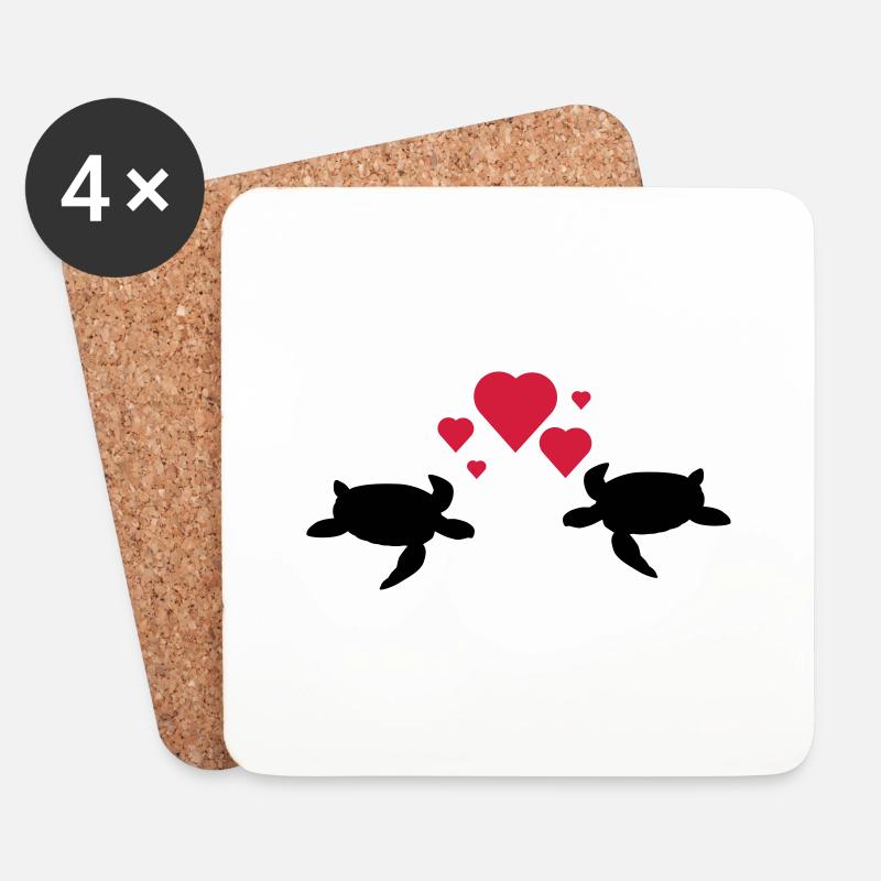 Schildkröten Paar - Untersetzer (4er-Set) - Weiß