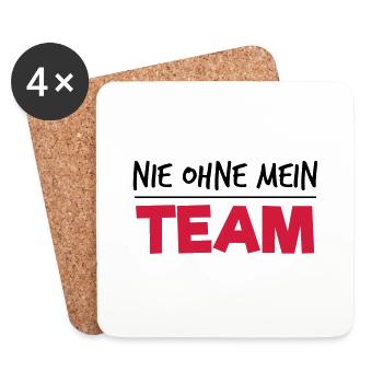 Nie ohne mein Team - Untersetzer (4er-Set) - Weiß - Vorne