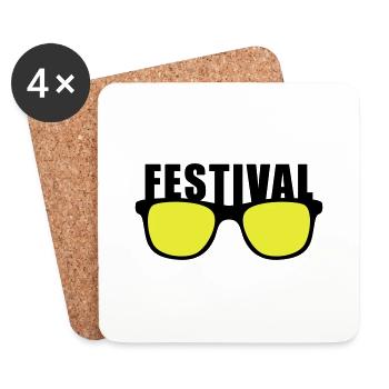Festival T-Shirt, Concert T-Shirt, Party T-Shirt - Coasters (set of 4) - white - Front
