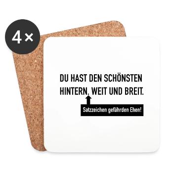 Du hast den schönsten Hintern - Untersetzer (4er-Set) - Weiß - Vorne