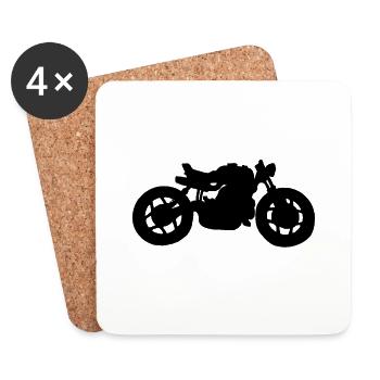 schwarzes Cafe Racer Motorrad - Untersetzer (4er-Set) - Weiß - Vorne