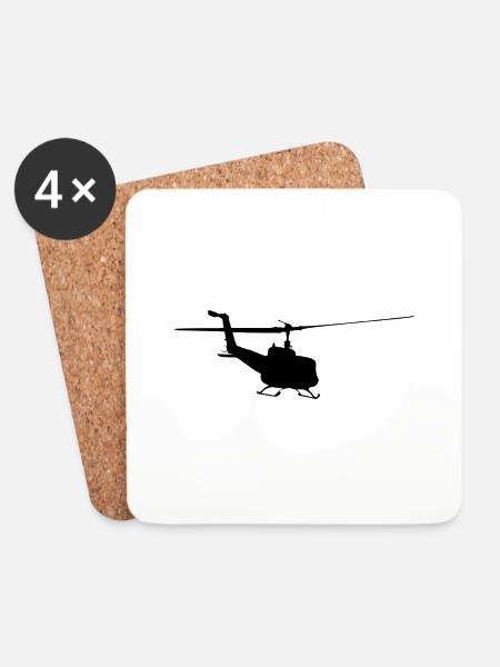 Helikopter - Untersetzer (4er-Set) - Weiß
