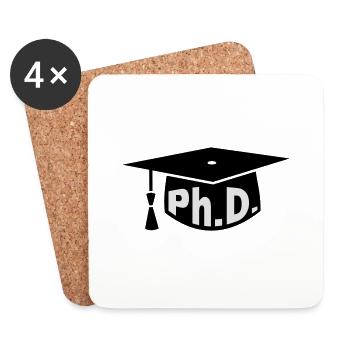 Doktor - Studium - Geschenk - Doktorhut - PhD - Untersetzer (4er-Set) - Weiß - Vorne