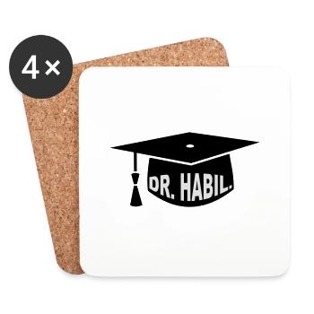 PhD - Cadeau - Mortier - Habilitation - Dessous de verre (lot de 4) - blanc - Devant
