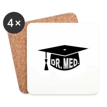 Doktor - Arzt - Mediziner - Geschenk - Doktorhut - Untersetzer (4er-Set) - Weiß - Vorne