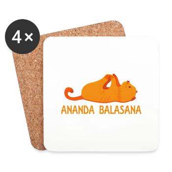 Cool Ananda Balasana Yoga Pose Cat Lover Gifts - Coasters (set of 4) - white - Front