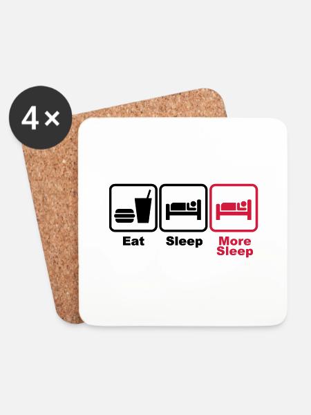 eat sleep more sleep 2c - Coasters (set of 4) - white