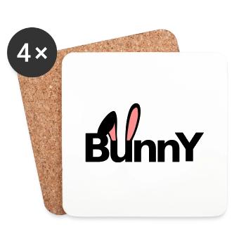 Bunny Hasenohren Löffel Kaninchen Osterhase - Untersetzer (4er-Set) - Weiß - Vorne