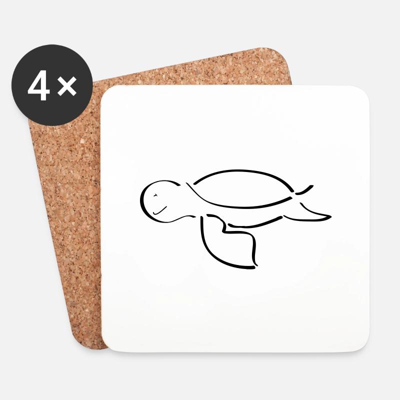 Landschildkröte - Untersetzer (4er-Set) - Weiß
