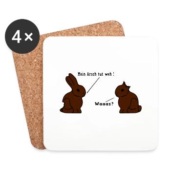 lapins en chocolat - Dessous de verre (lot de 4) - blanc - Devant