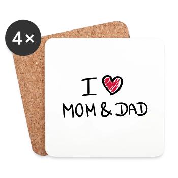 i love mom & dad - Untersetzer (4er-Set) - Weiß - Vorne