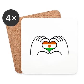 Coeur Niger - Dessous de verre (lot de 4) - blanc - Devant