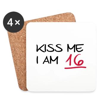 kiss me i am 16 birthday (uk) - Coasters (set of 4) - white - Front