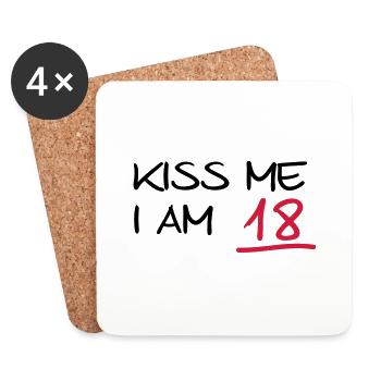 kiss me i am 18 birthday (uk) - Coasters (set of 4) - white - Front