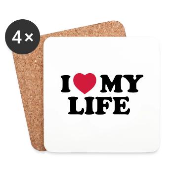 i_love_my_life - Dessous de verre (lot de 4) - blanc - Devant