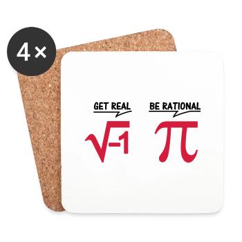 get real - be rational (2c) - Coasters (set of 4) - white - Front