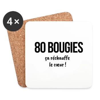 80 ans 03 - Dessous de verre (lot de 4) - blanc - Devant