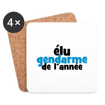 Elu Gendarme de l'année ! - Dessous de verre (lot de 4) - blanc - Devant