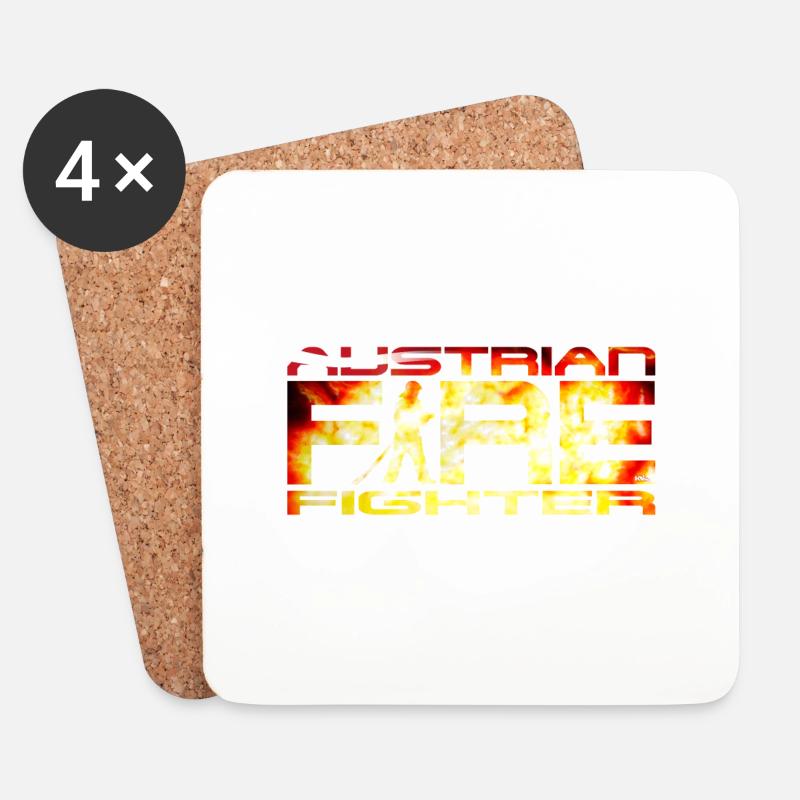 austrian firefighter Logo - Untersetzer (4er-Set) - Weiß