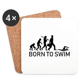 born to swim evolution entwicklung geboren zum - Untersetzer (4er-Set) - Weiß - Vorne