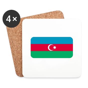 AZERBAIJAN FLAG round corner 400 dpi - Coasters (set of 4) - white - Front