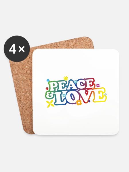 Peace & Love - Untersetzer (4er-Set) - Weiß