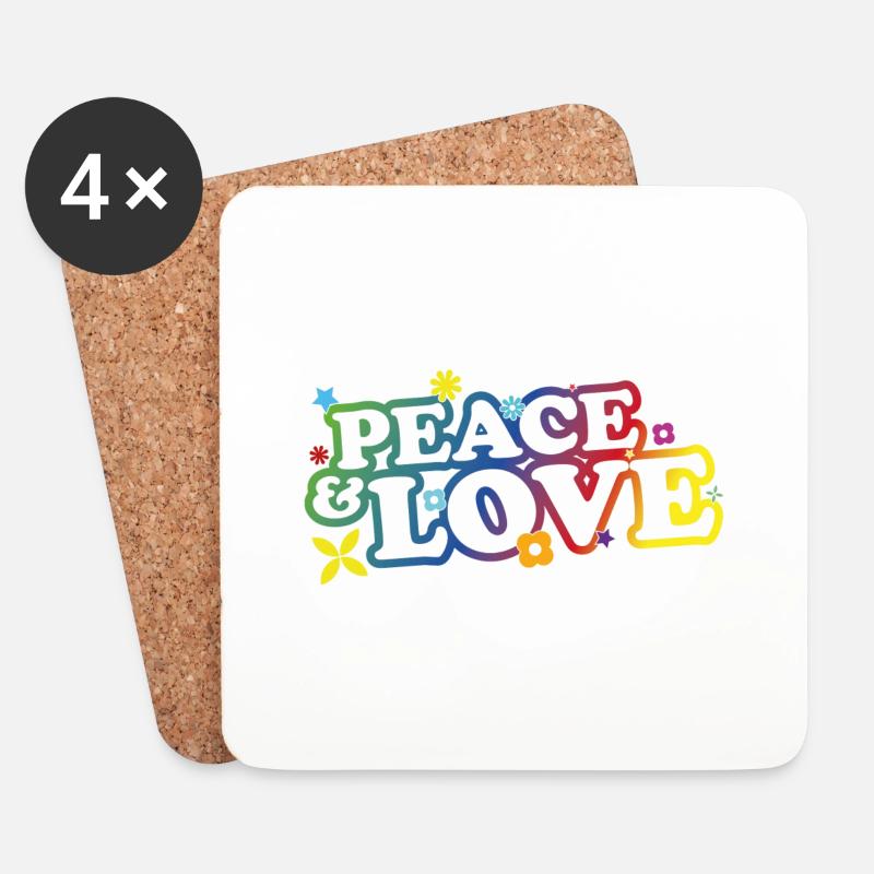 Peace & Love - Untersetzer (4er-Set) - Weiß