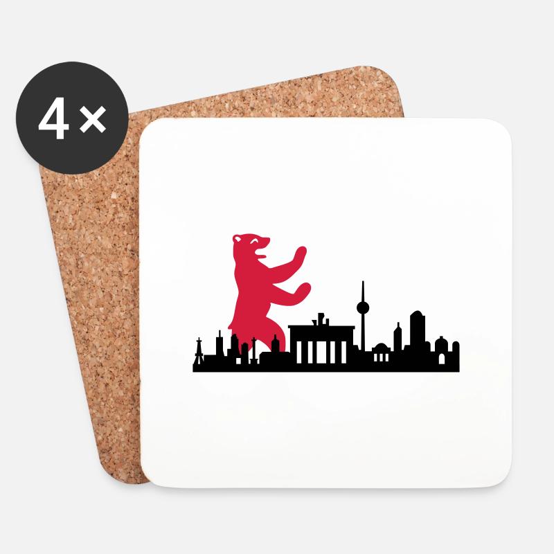 Skyline - Berlin Bär - Untersetzer (4er-Set) - Weiß