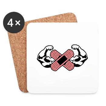 Muskel Arm Bandage 1 - Untersetzer (4er-Set) - Weiß - Vorne