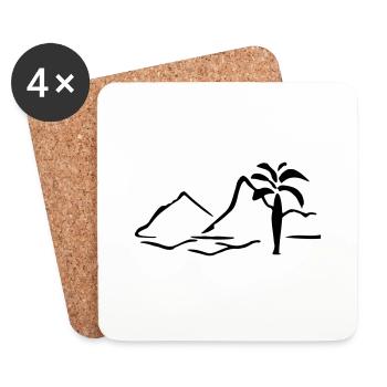 Palme Insel - Untersetzer (4er-Set) - Weiß - Vorne