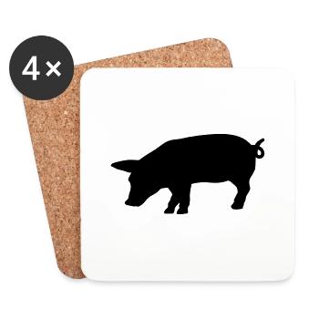 schwein_f1 - Dessous de verre (lot de 4) - blanc - Devant