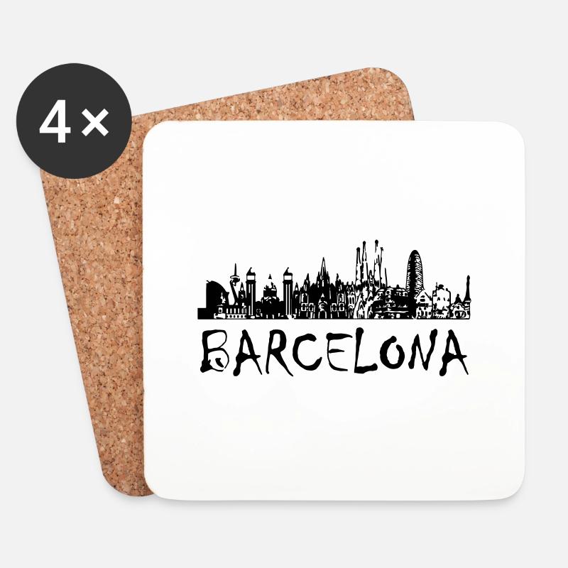 Barcelona - Untersetzer (4er-Set) - Weiß