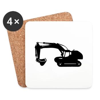 digger backhoe excavator machine - Coasters (set of 4) - white - Front