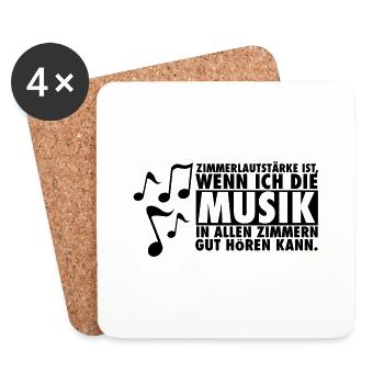 Zimmerlautstärke ist, Musik in allen Zimmern - Untersetzer (4er-Set) - Weiß - Vorne