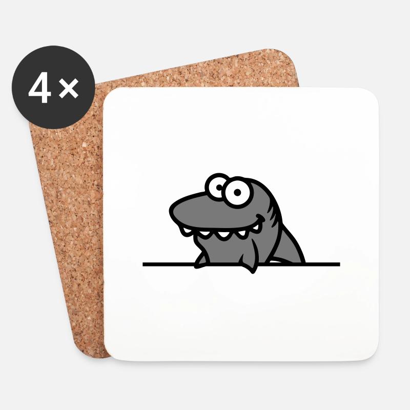 hai lustig schild rahmen mauer zeigen comic cartoo - Untersetzer (4er-Set) - Weiß