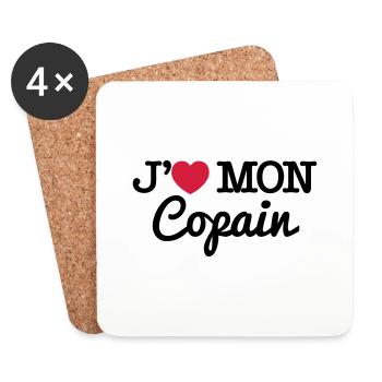 J'aime mon copain - Dessous de verre (lot de 4) - blanc - Devant