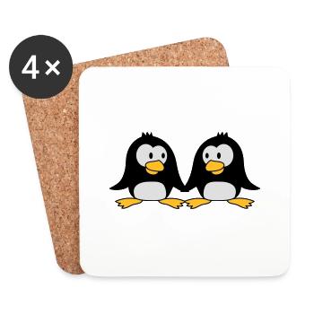 2 amateurs de mignons pingouins en amour couple am - Dessous de verre (lot de 4) - blanc - Devant