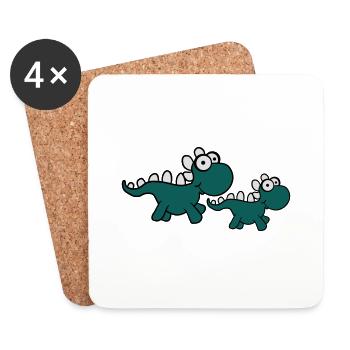 2 enfants petit bébé mignon Dinos douces - Dessous de verre (lot de 4) - blanc - Devant