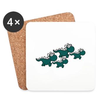 Dino family 2 Kids mom dad parents sweet - Coasters (set of 4) - white - Front