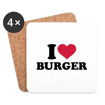 I love Burger - Dessous de verre (lot de 4) - blanc - Devant