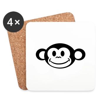 Peu drôle doux singe mignon - Dessous de verre (lot de 4) - blanc - Devant