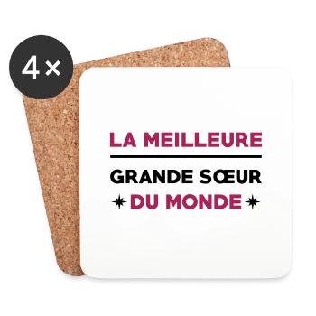 Soeur / Sœur / Sœurette / Soeur / Naissance - Dessous de verre (lot de 4) - blanc - Devant