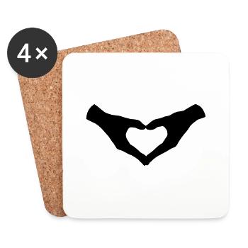 Herz Hände / Hand Heart 2 - Untersetzer (4er-Set) - Weiß - Vorne
