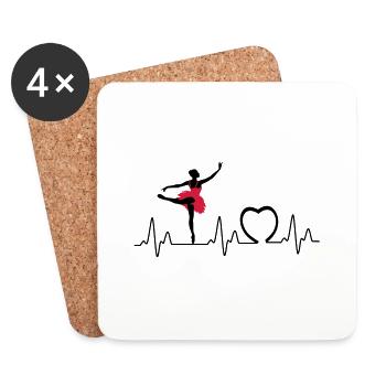 Heartbeat with heart ballet3 - Coasters (set of 4) - white - Front