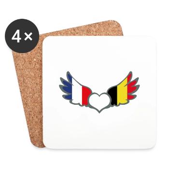 Drapeaux Français et Belge France Belgique - Dessous de verre (lot de 4) - blanc - Devant