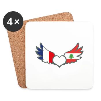 Drapeaux Français et Libanais France Liban II - Dessous de verre (lot de 4) - blanc - Devant