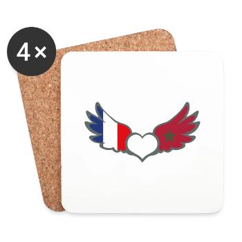 Drapeaux Français et Marocain France Maroc II - Dessous de verre (lot de 4) - blanc - Devant