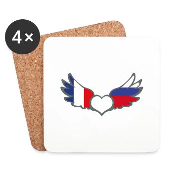 Drapeaux Français et Russe France Russie II - Dessous de verre (lot de 4) - blanc - Devant